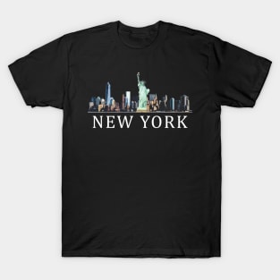 New York Skyline in Colour with Text T-Shirt